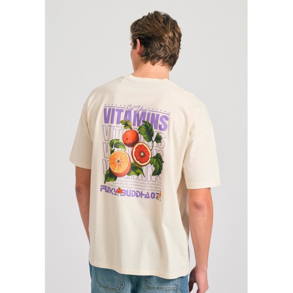 Funky Buddha Graphic T-Shirt Ανδρικό (FBM011-052-04-CHALK)