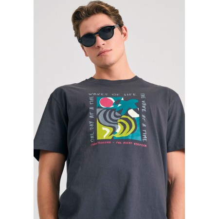 Funky Buddha Ανδρικό Κοντομάνικο T-Shirt Ανθρακί