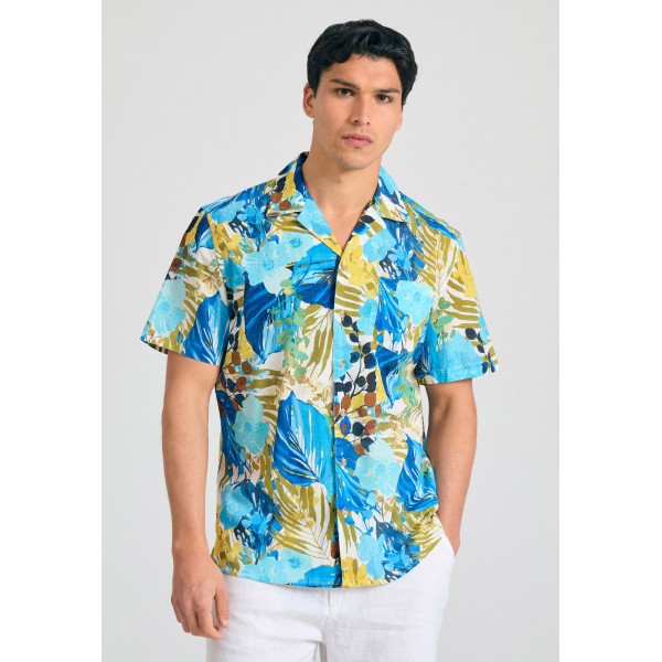 Funky Buddha Ανδρικό Πουκάμισο Με Κοντό Μανίκι (FBM011-057-05-OFF-WHITE)