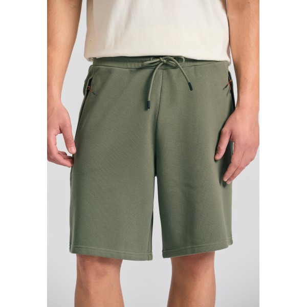 Funky Buddha Relaxed Fit Αθλητική Βερμούδα Σε Πικέ Ύφανση (FBM011-059-03-KHAKI)