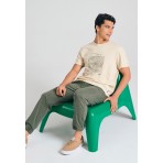 Funky Buddha Ανδρική Κοντομάνικη Μπλούζα Εκρού
