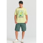 Funky Buddha Photographic Ανδρικό Κοντομάνικο T-Shirt Λαχανί