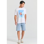 Funky Buddha Photographic Ανδρικό Κοντομάνικο T-Shirt Εκρού