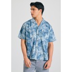 Funky Buddha Ανδρικό Πουκάμισο Με Κοντό Μανίκι (FBM011-066-05-LT-BLUE)