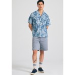 Funky Buddha Ανδρικό Πουκάμισο Με Κοντό Μανίκι (FBM011-066-05-LT-BLUE)