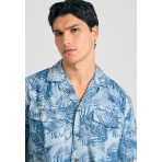 Funky Buddha Ανδρικό Πουκάμισο Με Κοντό Μανίκι (FBM011-066-05-LT-BLUE)