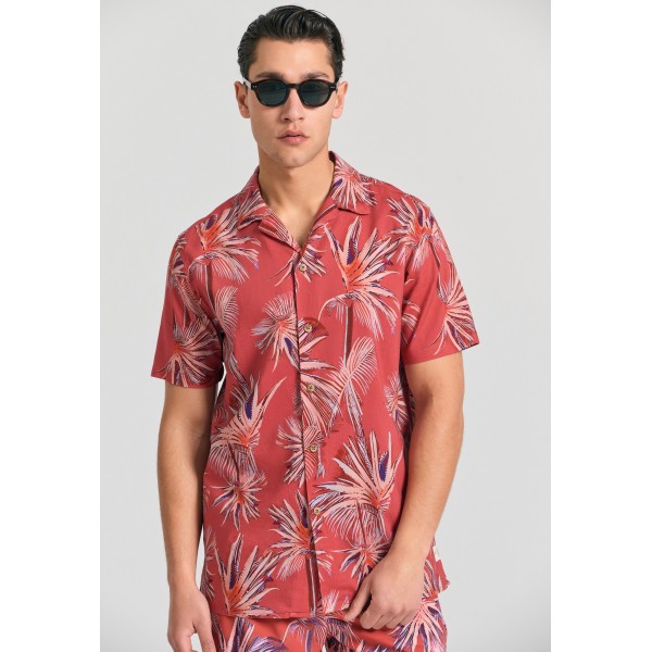 Funky Buddha Ανδρικό Πουκάμισο Με Κοντό Μανίκι (FBM011-071-05-PAPRIKA)