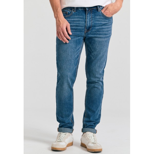 Funky Buddha Ανδρικό Τζιν Παντελόνι Slim Fit (FBM011-072-02-MD-BLUE)