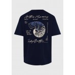 Funky Buddha Graphic Ανδρική Κοντομάνικη Μπλούζα Μπλε Σκούρο