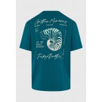 Funky Buddha Graphic Ανδρική Κοντομάνικη Μπλούζα Τυρκουάζ