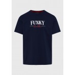 Funky Buddha Ανδρική Κοντομάνικη Μπλούζα Μπλε Σκούρο