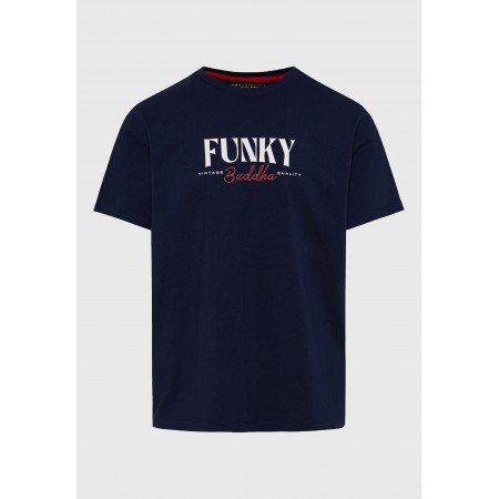 Funky Buddha Ανδρική Κοντομάνικη Μπλούζα Μπλε Σκούρο