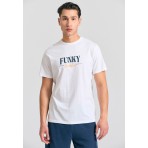Funky Buddha Ανδρική Κοντομάνικη Μπλούζα Λευκή