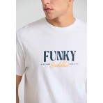 Funky Buddha Ανδρική Κοντομάνικη Μπλούζα Λευκή