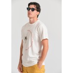 Funky Buddha Ανδρικό Κοντομάνικο T-Shirt Εκρού