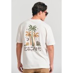 Funky Buddha Ανδρικό Κοντομάνικο T-Shirt Εκρού