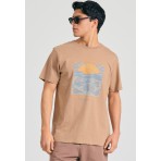 Funky Buddha Ανδρικό Κοντομάνικο T-Shirt Μπεζ