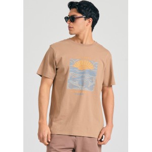 Funky Buddha Graphic T-Shirt Ανδρικό (FBM011-094-04-DK-BEIGE)