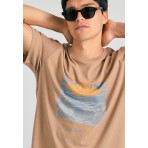 Funky Buddha Ανδρικό Κοντομάνικο T-Shirt Μπεζ