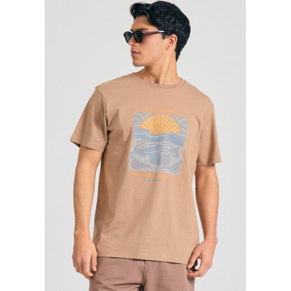 Funky Buddha Graphic T-Shirt Ανδρικό (FBM011-094-04-DK-BEIGE)