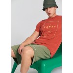 Funky Buddha Ανδρικό Κοντομάνικο T-Shirt Κεραμιδί