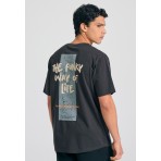 Funky Buddha Ανδρική Κοντομάνικη Μπλούζα Ανθρακί