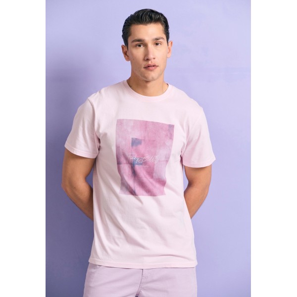 Funky Buddha Ανδρική Μπλούζα Κοντό Μανίκι Με Τύπωμα (FBM011-326-04-PINK-SORBET)