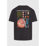 Funky Buddha Graphic Ανδρικό Κοντομάνικο T-Shirt Ανθρακί