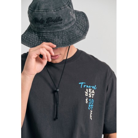 Funky Buddha Graphic Ανδρικό Κοντομάνικο T-Shirt Ανθρακί
