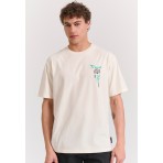 Funky Buddha Graphic Ανδρικό Κοντομάνικο T-Shirt Εκρού