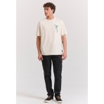 Funky Buddha Graphic Ανδρικό Κοντομάνικο T-Shirt Εκρού