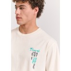 Funky Buddha Graphic Ανδρικό Κοντομάνικο T-Shirt Εκρού