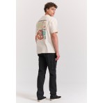 Funky Buddha Graphic Ανδρικό Κοντομάνικο T-Shirt Εκρού
