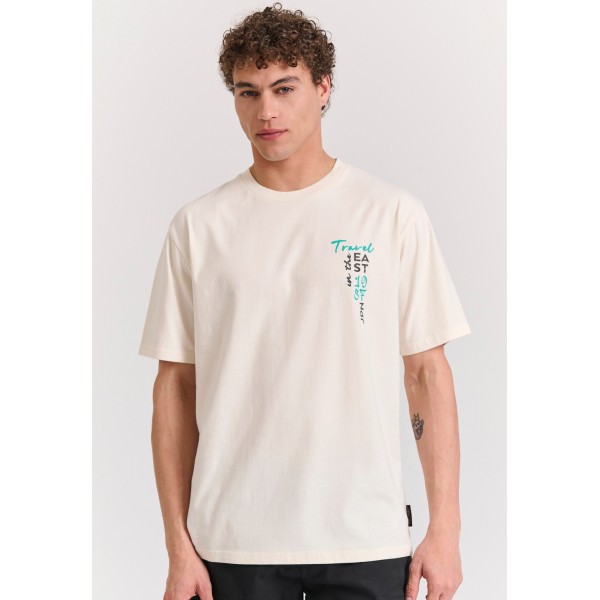 Funky Buddha Ανδρική Μπλούζα Κοντό Μανίκι Με Τύπωμα (FBM011-331-04-OFF-WHITE)