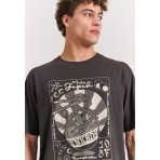 Funky Buddha Ανδρική Κοντομάνικη Μπλούζα Ανθρακί