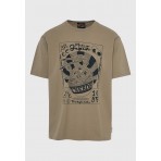 Funky Buddha Ανδρική Κοντομάνικη Μπλούζα Λαδί