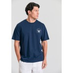 Funky Buddha Ανδρικό Κοντομάνικο T-Shirt Μπλε Σκούρο