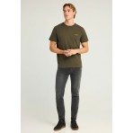 Funky Buddha Ανδρική Κοντομάνικη Μπλούζα Λαδί