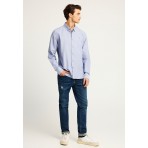 Funky Buddha Ανδρικό Μακρυμάνικο Πουκάμισο Oxford Μωβ