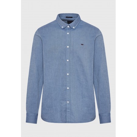 Funky Buddha Ανδρικό Μακρυμάνικο Πουκάμισο Oxford Ίντιγκο