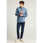 Funky Buddha Ανδρικό Μακρυμάνικο Πουκάμισο Oxford Ίντιγκο