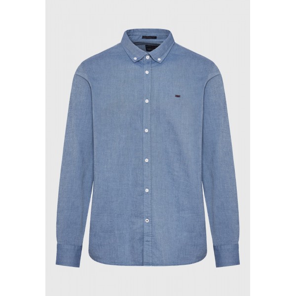 Funky Buddha Ανδρικό Πουκάμισο Basic (FBM012-001-05-INDIGO-MEL)