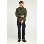 Funky Buddha Ανδρικό Μακρυμάνικο Πουκάμισο Oxford Χακί