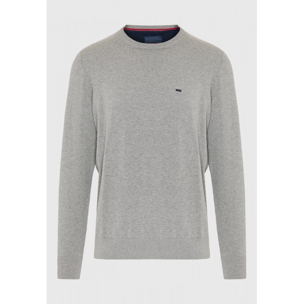 Funky Buddha The Essentials Πουλόβερ Ανδρικό (FBM012-001-09-GREY-MEL)