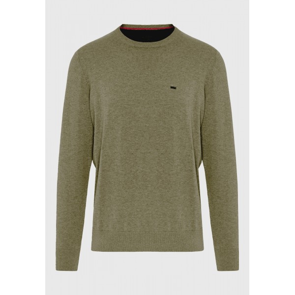 Funky Buddha The Essentials Πουλόβερ Ανδρικό (FBM012-001-09-HUNTER-GREEN-MEL)