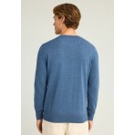 Funky Buddha Ανδρικό Πλεκτό Με Λαιμόκοψη (FBM012-001-09-INDIGO-MEL)