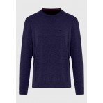 Funky Buddha Ανδρικό Πλεκτό Με Λαιμόκοψη (FBM012-001-09-NAVY-MEL)