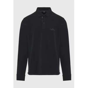 Funky Buddha Minimal Chest Logo Μπλούζα Μακρυμάνικη Polo Ανδρική (FBM012-001-11-BLACK)