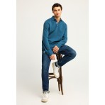 Funky Buddha Ανδρική Μακρυμάνικη Μπλούζα Πόλο Πετρόλ