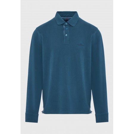 Funky Buddha Ανδρική Μακρυμάνικη Μπλούζα Πόλο Πετρόλ